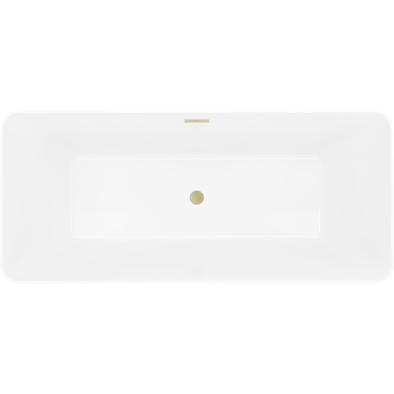 Mexen Velo Slim freestanding bathtub 170 x 75 cm, white/black, brushed gold overflow - 52811707575-55