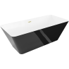 Mexen Velo Slim freestanding bathtub 170 x 75 cm, white/black, brushed gold overflow - 52811707575-55
