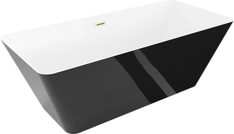 Mexen Velo Slim freestanding bathtub 170 x 75 cm, white/black, brushed gold overflow - 52811707575-55