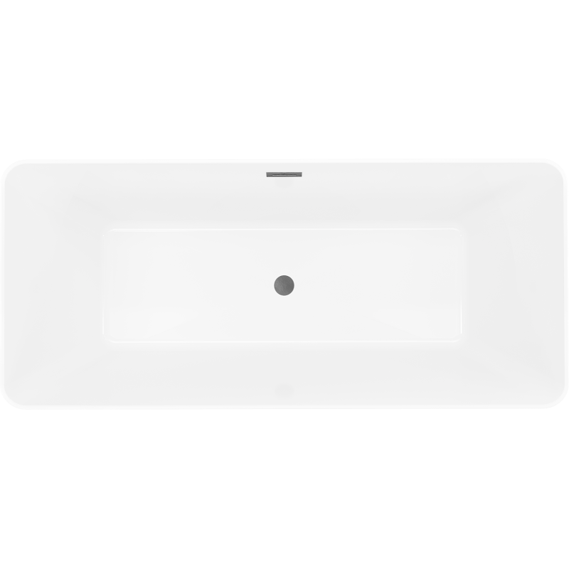 Mexen Velo Slim 170 x 75 cm Free-standing Bath, White/Black, Brushed Gun Gray Overflow - 52811707575-66