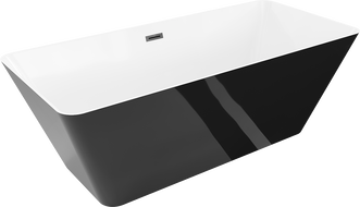 Mexen Velo Slim freestanding bathtub 170 x 75 cm, white/black, black overflow - 52811707575-70