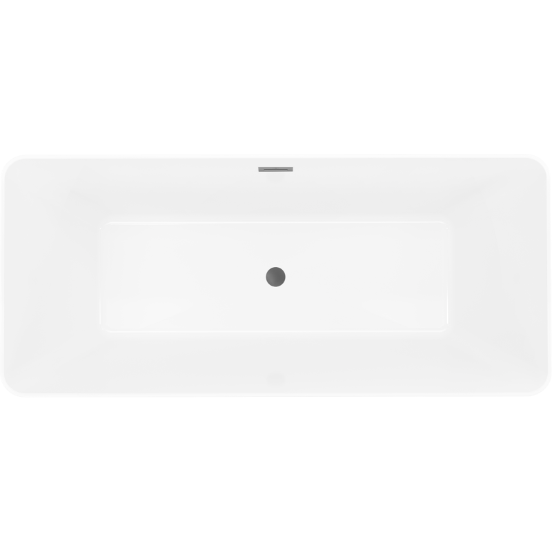 Mexen Velo Slim freestanding bath 170 x 75 cm, white/black, brushed nickel overflow - 52811707575-97