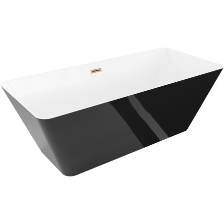Mexen Velo Slim freestanding bath 170 x 75 cm, white/black, overflow rose gold - 52811707575-60