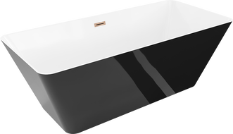 Mexen Velo Slim freestanding bath 170 x 75 cm, white/black, overflow rose gold - 52811707575-60