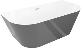 Mexen Oval Slim freestanding back-to-wall bathtub 170 x 80 cm, white/gray, chrome overflow - 52661708062-01