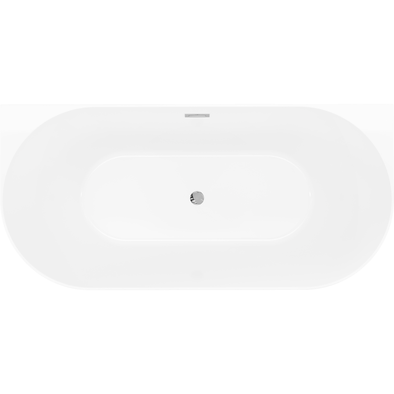 Mexen Oval Slim wall-mounted freestanding bath 170 x 80 cm, white/grey, chrome overflow - 52661708062-01