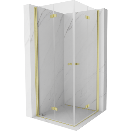 Mexen Mist-F Duo foldable shower enclosure 80 x 80 cm, clear, brushed gold - 8A6-080L-080P-55-00