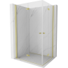 Mexen Mist-F Duo folding shower cabin 90 x 80 cm, transparent, brushed gold - 8A6-090L-080P-55-00