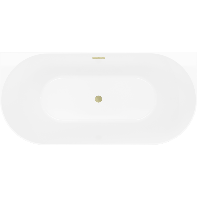 Mexen Oval Slim freestanding back-to-wall bathtub 170 x 80 cm, white/gray, brushed gold overflow - 52661708062-55