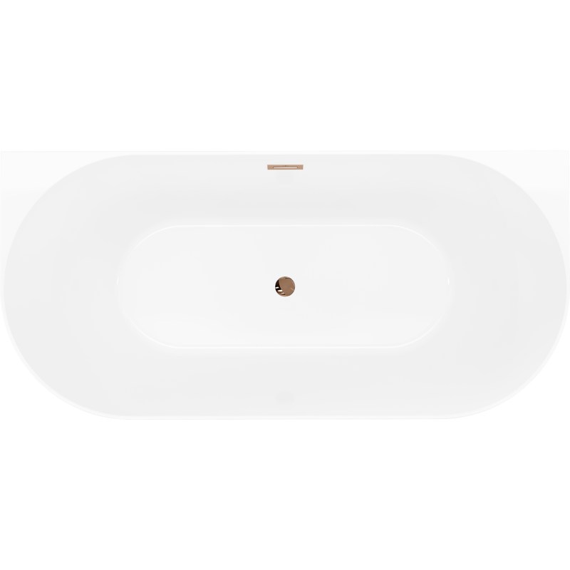 Mexen Oval Slim freestanding wall-mounted bathtub 170 x 80 cm, white/grey, overflow rose gold - 52661708062-60