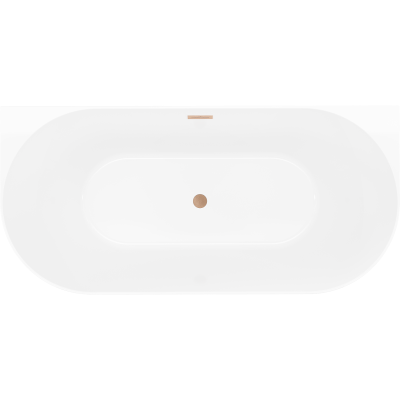 Mexen Oval Slim wall-mounted freestanding bathtub 170 x 80 cm, white/grey, brushed copper overflow - 52661708062-65