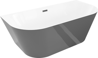 Mexen Oval Sim free-standing wall-adjacent bathtub 170 x 80 cm, white/gray, black overflow - 52661708062-70