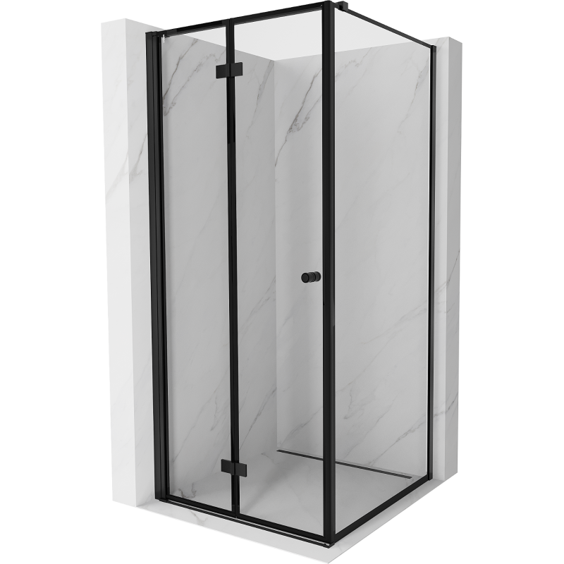 Mexen Mist-F folding shower cabin left 80 x 80 cm, black frame, black - 8A6T-080-080-70-70-L