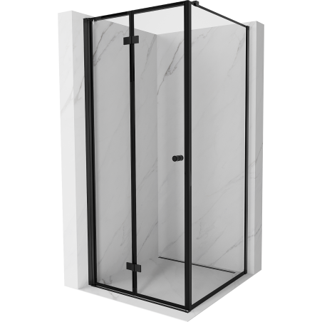 Mexen Mist-F folding shower cabin left 80 x 80 cm, black frame, black - 8A6T-080-080-70-70-L