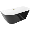 Mexen Oval Slim freestanding back-to-wall bathtub 170 x 80 cm, white/black, gold overflow - 52661708075-50