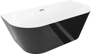 Mexen Oval Slim freestanding wall bathtub 170 x 80 cm, white/black, gold overflow - 52661708075-50