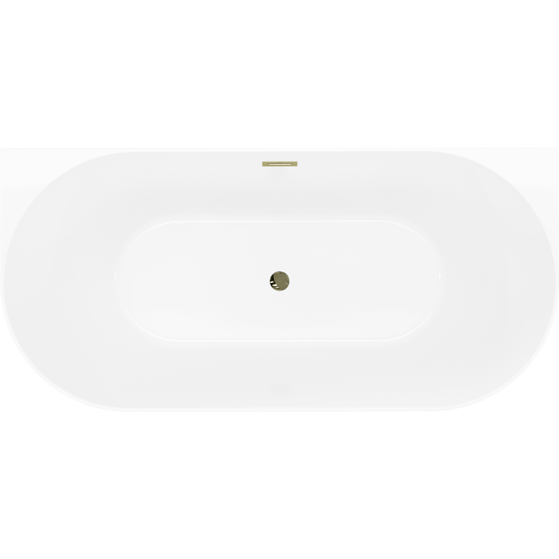 Mexen Oval Slim freestanding back-to-wall bathtub 170 x 80 cm, white/black, gold overflow - 52661708075-50