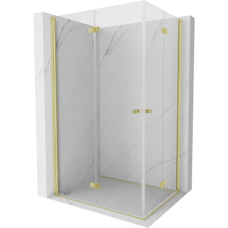 Mexen Mist-F Duo folding shower cabin left 100 x 85 cm, transparent, brushed gold - 8A6-100L-085P-55-00