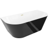 Mexen Oval Slim free-standing wall-adjacent bathtub 170 x 80 cm, white/black, brushed gold overflow - 52661708075-55