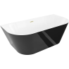 Mexen Oval Slim freestanding wall bathtub 170 x 80 cm, white/black, brushed gold overflow - 52661708075-55