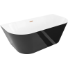 Mexen Oval Slim freestanding wall bathtub 170 x 80 cm, white/black, brushed copper overflow - 52661708075-65