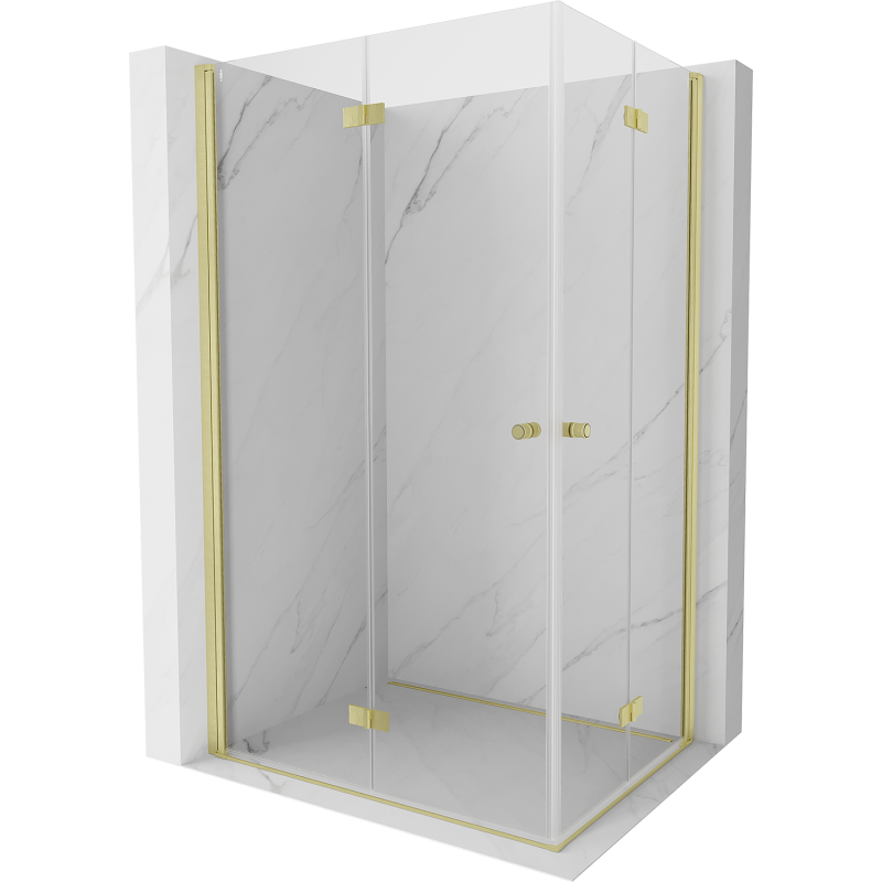 Mexen Mist-F Duo left folding shower cabin 120 x 85 cm, transparent, brushed gold - 8A6-120L-085P-55-00