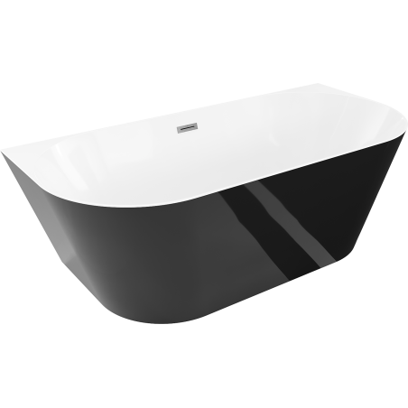 Mexen Oval Slim freestanding wall-mounted bathtub 170 x 80 cm, white/black, brushed gun gray overflow - 52661708075-66