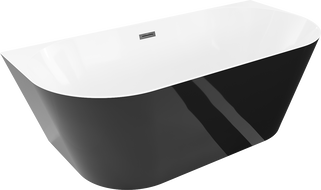 Mexen Oval Slim freestanding back-to-wall bathtub 170 x 80 cm, white/black, black overflow - 526817-70 - MEX--52661708075-70