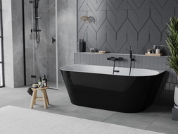 Mexen Oval Slim freestanding back-to-wall bathtub 170 x 80 cm, white/black, black overflow - 526817-70 - MEX--52661708075-70