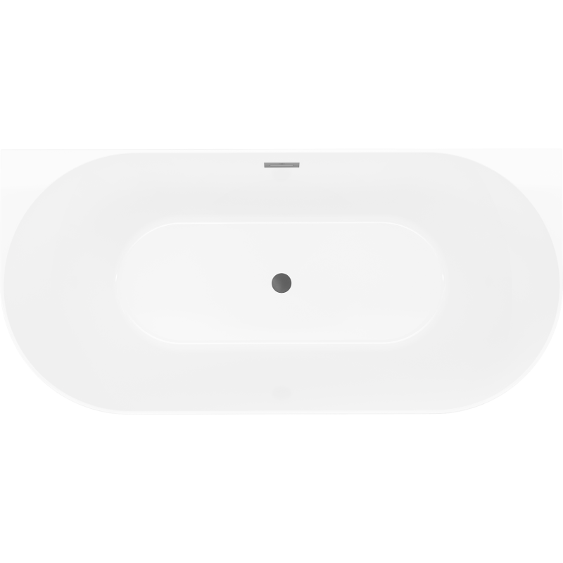 Mexen Oval Slim 170 x 80 cm Freestanding Back-to-wall Bath, White/Black, Overflow Gun Metal - 52661708075-95