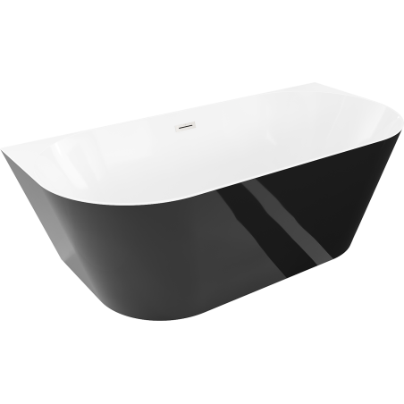 Mexen Oval Sim freestanding back-to-wall bathtub 170 x 80 cm, white/black, brushed nickel overflow - 52661708075-97