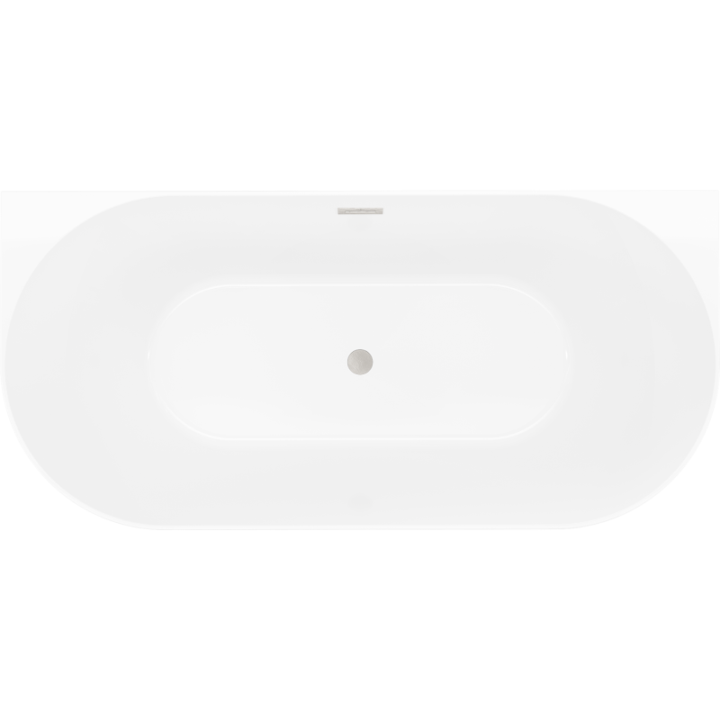 Mexen Oval Slim freestanding wall-adjacent bath 170 x 80 cm, white/black, brushed nickel overflow - 52661708075-97