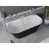 Mexen Oval Slim freestanding wall-adjacent bath 170 x 80 cm, white/black, brushed nickel overflow - 52661708075-97