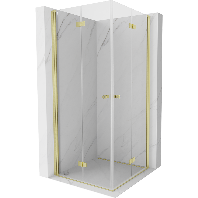 Mexen Mist-F Duo Folding Shower Cabin 90 x 90 cm, Transparent, Brushed Gold - 8A6-090L-090P-55-00