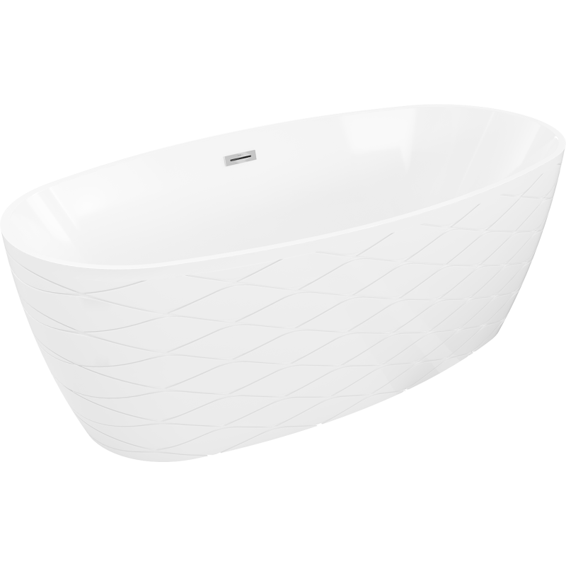Mexen Olea freestanding bathtub pattern 170 x 80 cm, white, chrome overflow - 52821708000-01