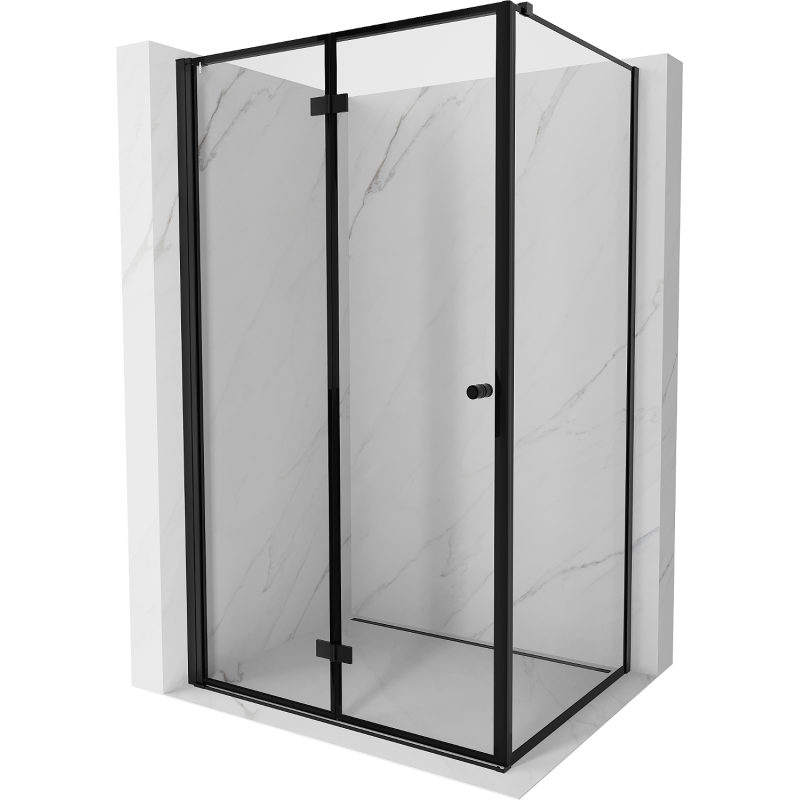 Mexen Mist-F folding shower enclosure left 80 x 110 cm, black frame, black - 8A6T-080-110-70-70-L