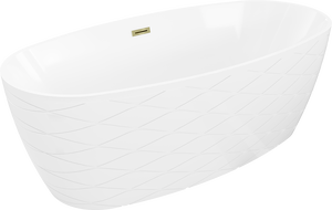 Mexen Olea freestanding bathtub pattern 170 x 80 cm, white, gold overflow - 52821708000-50