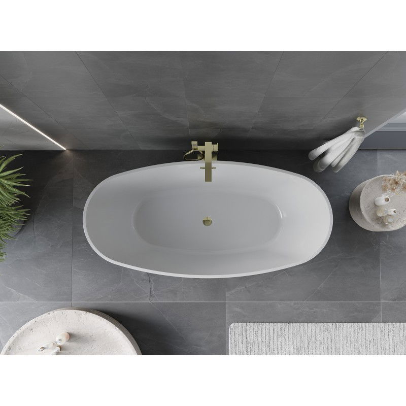 Mexen Olea freestanding bath pattern 170 x 80 cm, white, gold overflow - 52821708000-50