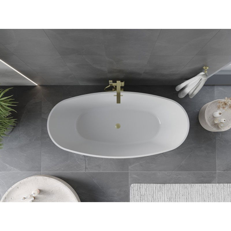 Mexen Olea freestanding bath model 170 x 80 cm, white, overflow gold brushed - 52821708000-55