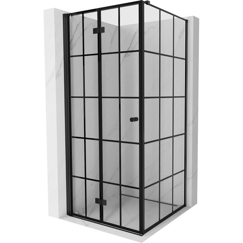 Mexen Mist-F folding shower cabin left 70 x 70 cm, black grid, black - 8A6T-070-070-70-77-L