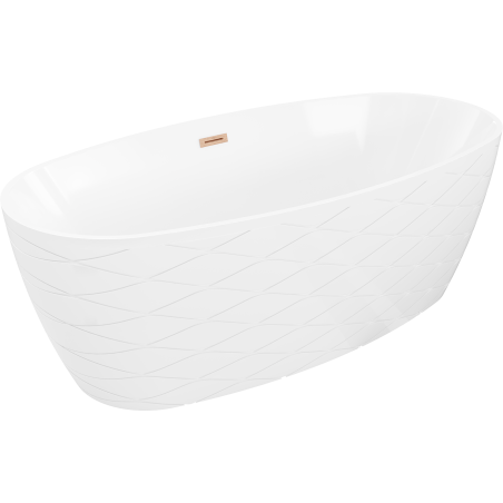 Mexen Olea freestanding bath pattern 170 x 80 cm, white, brushed copper overflow - 52821708000-65