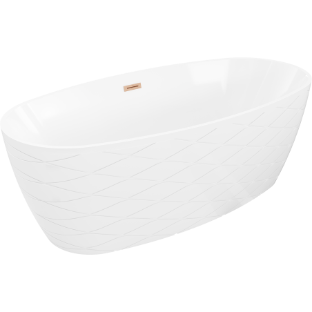 Mexen Olea freestanding bathtub pattern 170 x 80 cm, white, brushed copper overflow - 52821708000-65