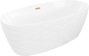 Mexen Olea freestanding bath pattern 170 x 80 cm, white, brushed copper overflow - 52821708000-65