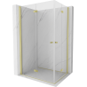Mexen Mist-F Duo Foldable Shower Cabin Left 100 x 95 cm, Transparent, Brushed Gold - 8A6-100L-095P-55-00