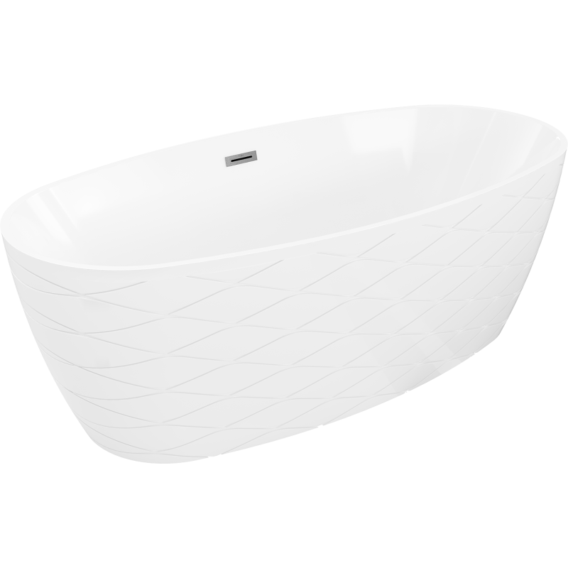 Mexen Olea freestanding bathtub pattern 170 x 80 cm, white, gun gray brushed overflow - 52821708000-66