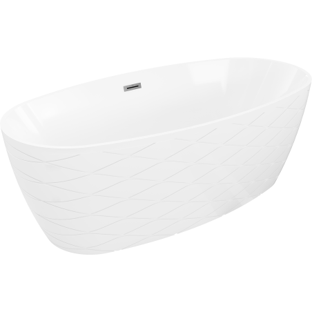 Mexen Olea freestanding bath 170 x 80 cm, white, brushed gun gray overflow - 52821708000-66