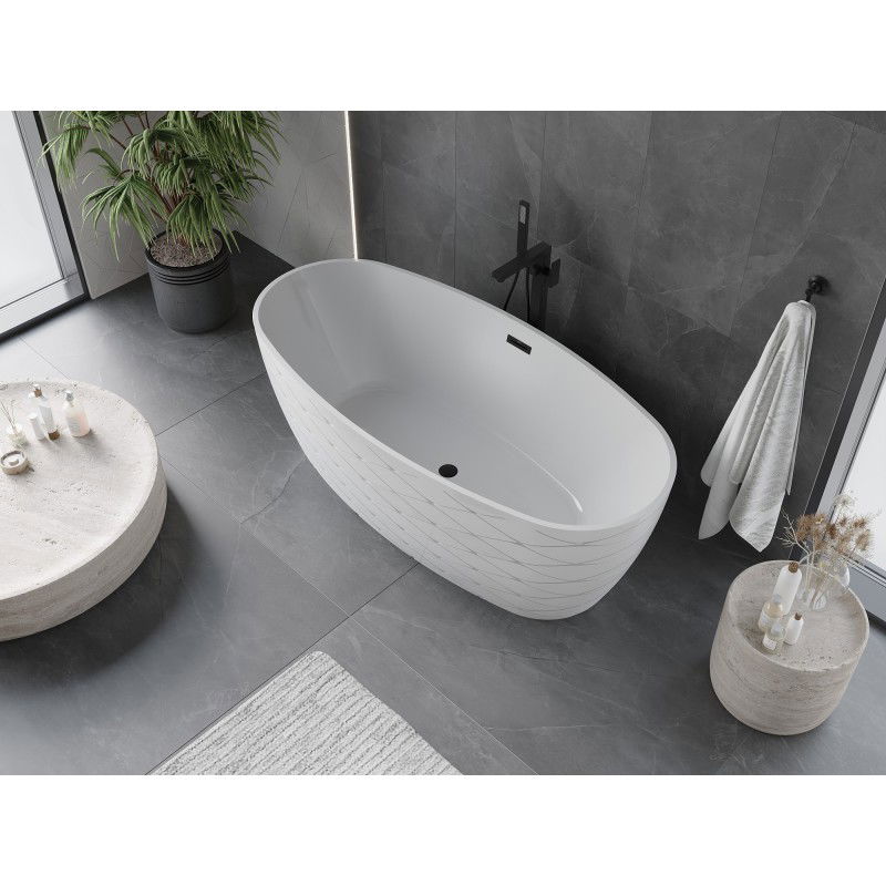 Mexen Olea freestanding bath pattern 170 x 80 cm, white, black overflow - 52821708000-70