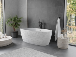 Mexen Olea freestanding bath pattern 170 x 80 cm, white, black overflow - 52821708000-70