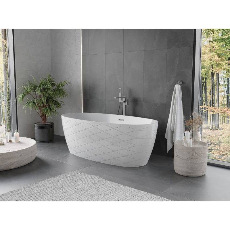 Mexen Olea Freestanding Bath Model 170 x 80 cm, White, Overflow Gun Metal - 52821708000-95