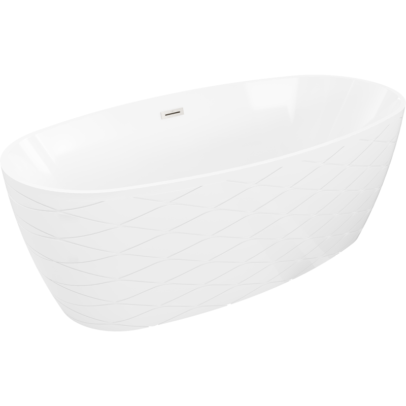 Mexen Olea free-standing bathtub pattern 170 x 80 cm, white, brushed nickel overflow - 52821708000-97